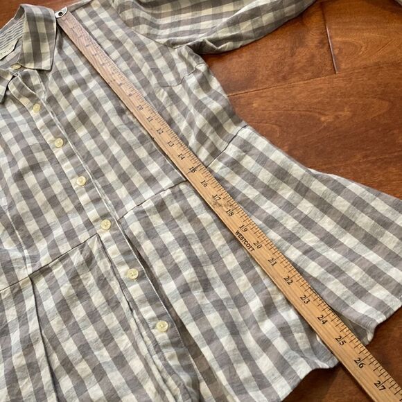 Anthropologie 11.1.Tylho gray and white checked blouse size small - Picture 8 of 8